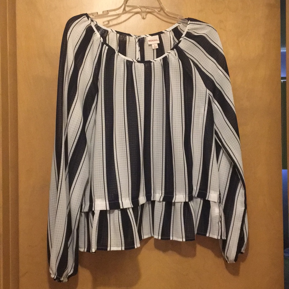 Navy and white blouse